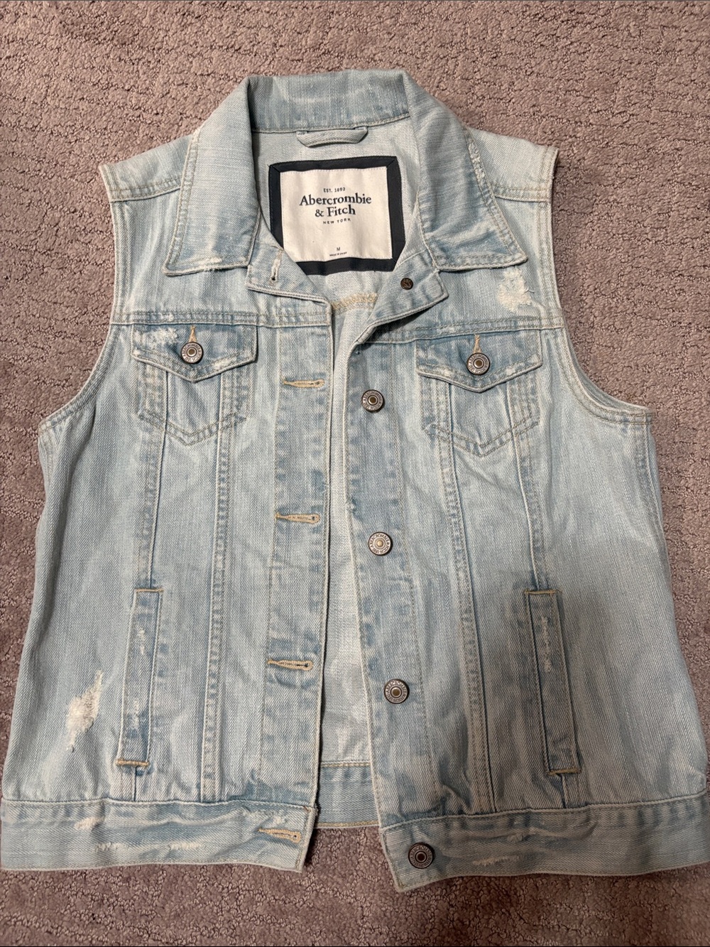 Abercrombie & Fitch Light Blue Denim Vest - Women's Sleeveless Jacket